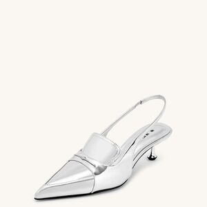 JW PEI Metallic Silver Slingback Heels